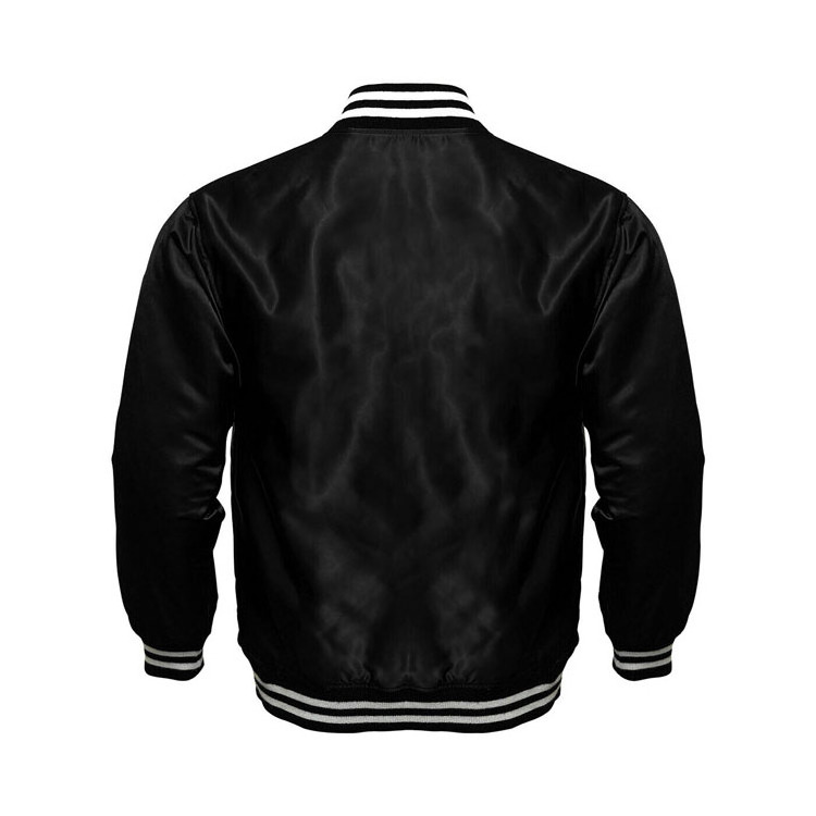 OEM Men's Satin Jacket Varsity polyester Bomber Biker raglan sleeve snap closure Winter Casual