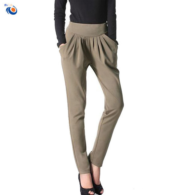 Factory wholesale womens european style baggy trousers 95% polyester 5% spandex harem pants