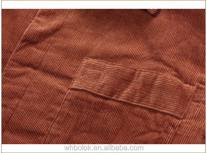 Custom design 100% cotton men's corduroy long jacket