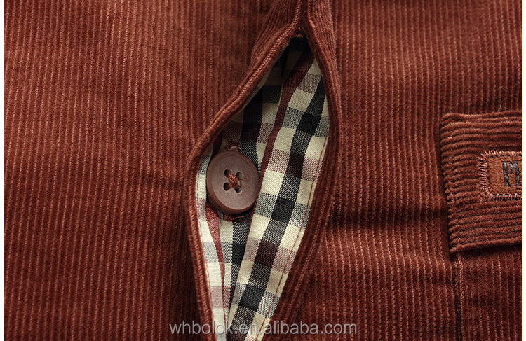 Custom design 100% cotton men's corduroy long jacket