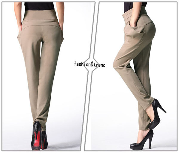 Factory wholesale womens european style baggy trousers 95% polyester 5% spandex harem pants