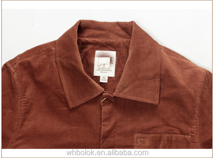 Custom design 100% cotton men's corduroy long jacket