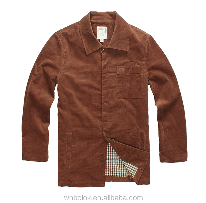 Custom design 100% cotton men's corduroy long jacket