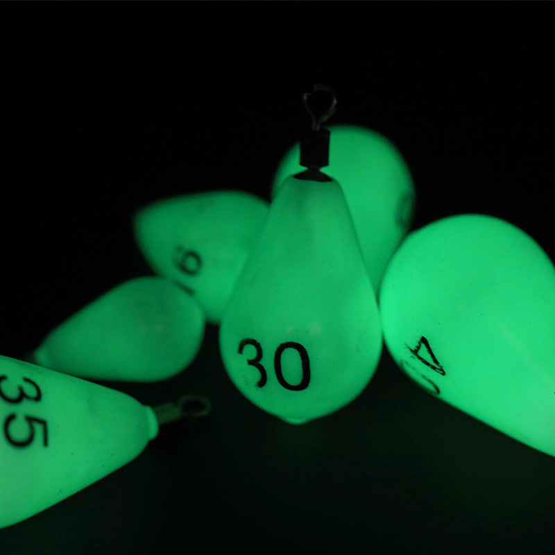 30g 60g 75g 112g 131g 150g Tungsten Fishing Sinkers Glow in Dark Fishing Lead Sinker