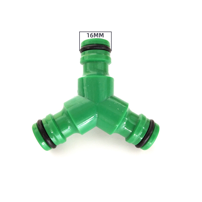 plastic 3-Way Splitter Connector car washing water pipe joint quick connector 1/2'' 16MM Green Nipple union garden hose Tee tool