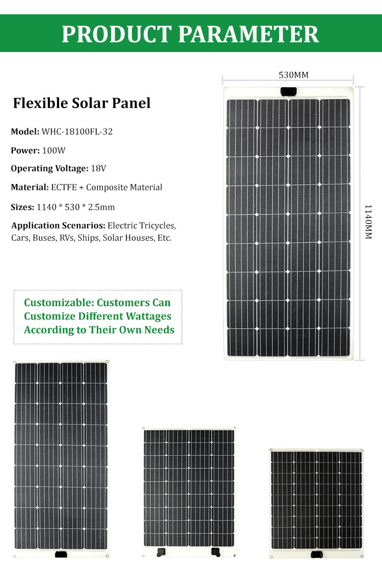 WHC Etfe Mini Panel 400 Watt 300W 500W 400W Portable Solar Cells Solar Panel Cigs Flexible Solar Energy Panels For Home