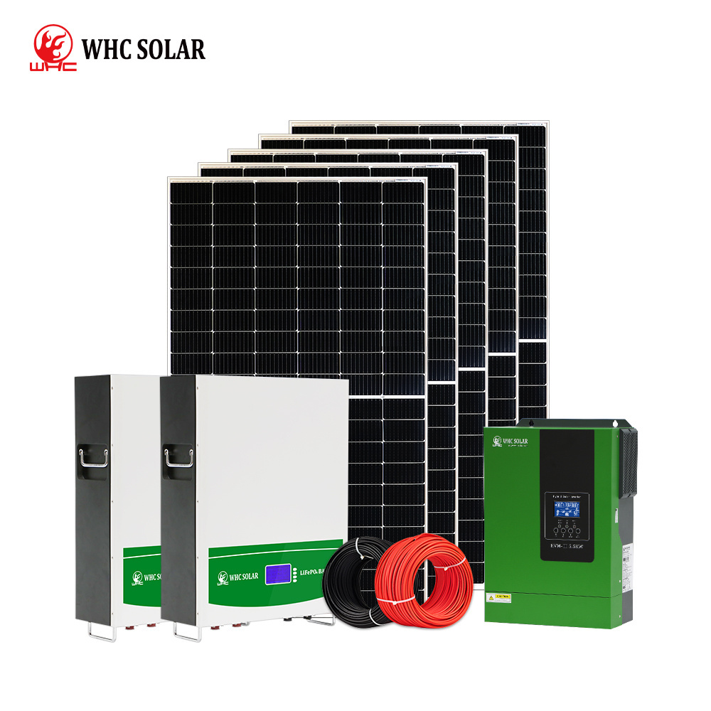 WHC Solar Panel Kit Power Generator 5KW on and off Grid Hybrid Solar Inverter 10KW 15KW 20KW Home Solar Energy Systems