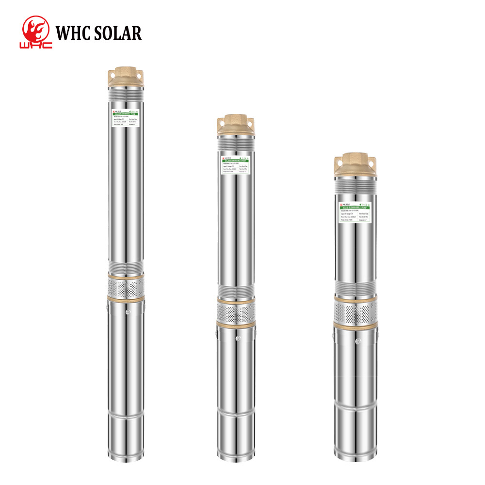 WHC Solar Pump DC 48m 70m 105m Deep Well Solar Water Pump Submersible Water Pump Solar System For Agricultural Irrigation