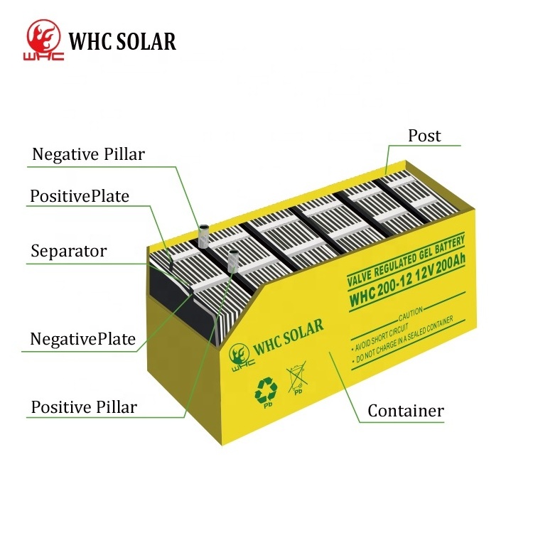 WHC SOLAR Baterias De Solaires 12V 24V 150Ah 300Ah 400Ah Agm Batteries 100 Ah 200 Ah Acid Gel Solar Battery For Solar System