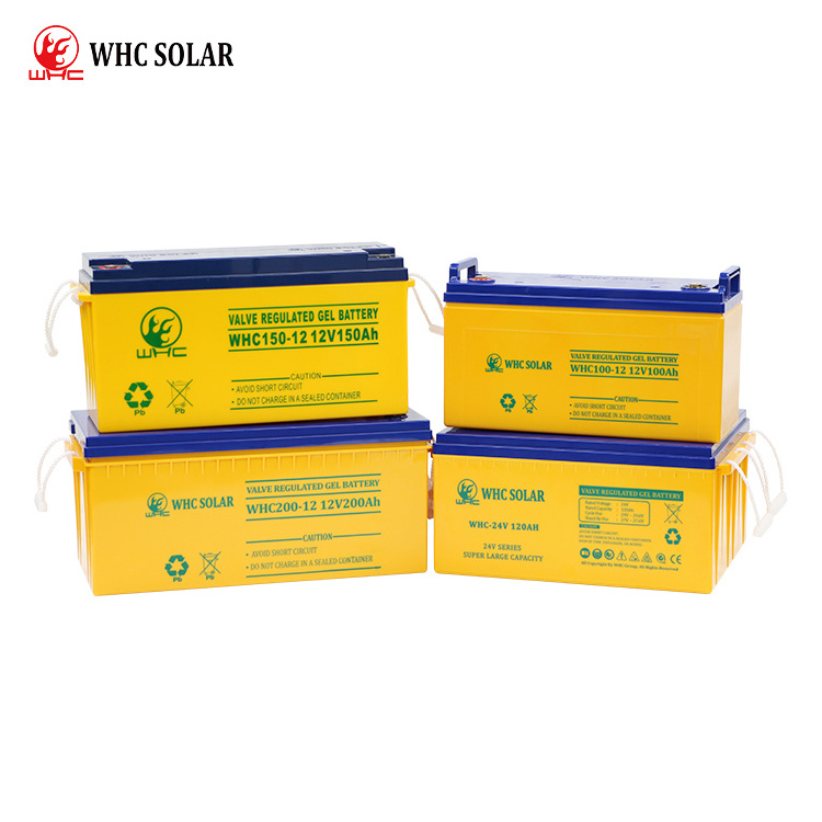 WHC SOLAR Baterias De Solaires 12V 24V 150Ah 300Ah 400Ah Agm Batteries 100 Ah 200 Ah Acid Gel Solar Battery For Solar System