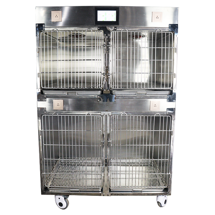 Factory custom veterinary hospital high quality infrared therapeutic oxygen chamber pet cage stainless steel veterinary icu cage