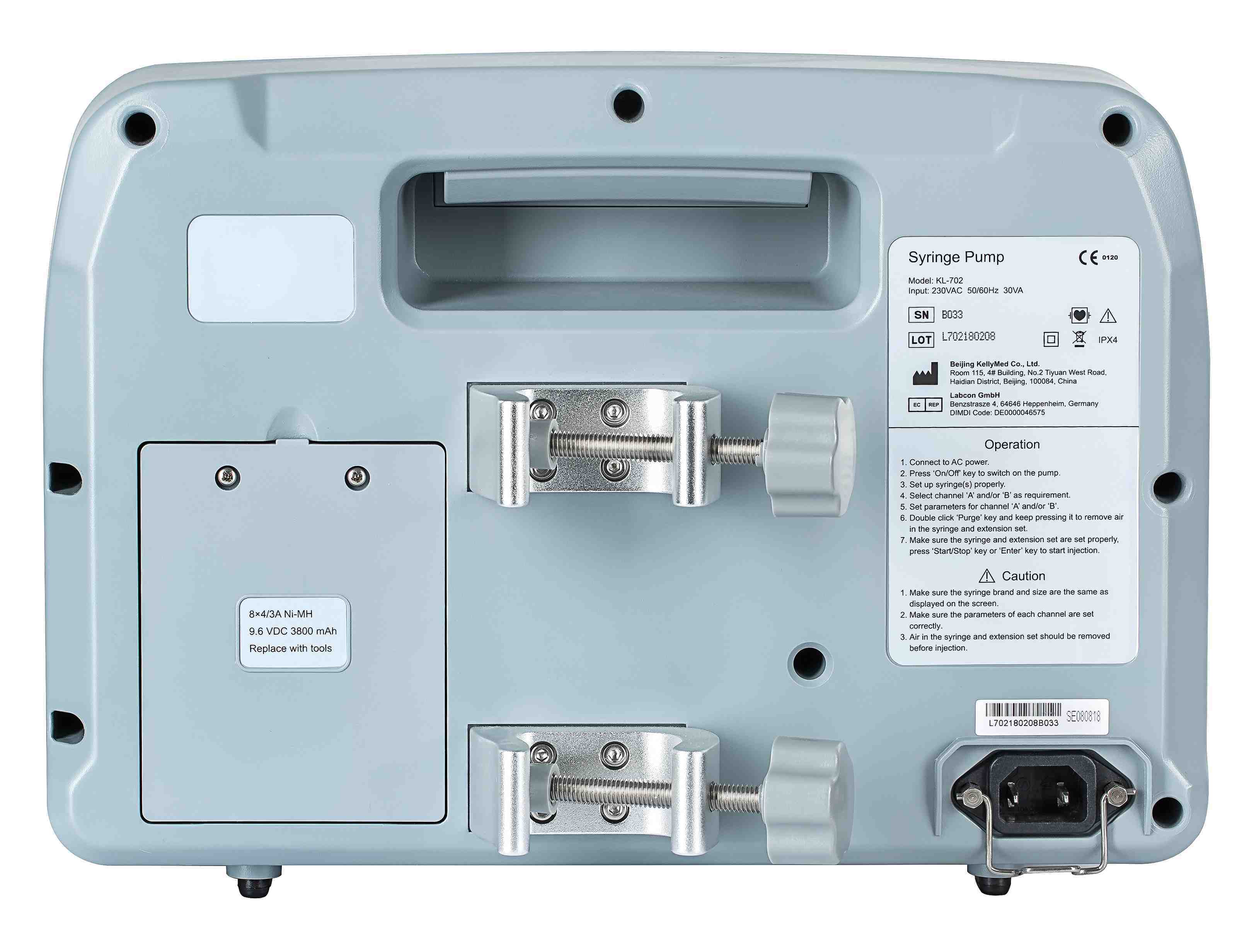 Dual-channel volumetric automatic wireless high-pressure infusion syringe pump in ICU in operating room