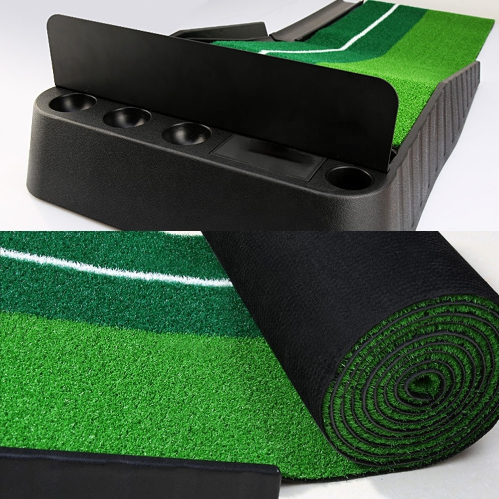 3M Golf Putting Mat Dual-Track Golf Practice Putting Mat Indoor Auto Return Golf Putting Green with Baffle Plate