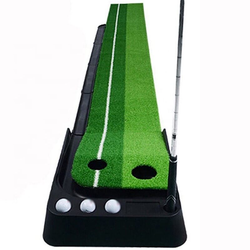 3M Golf Putting Mat Dual-Track Golf Practice Putting Mat Indoor Auto Return Golf Putting Green with Baffle Plate