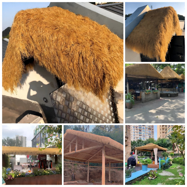 Pe Fireproof Uv Resistant Artificial Thatch 16cm Artificial Thatch Roof Plastic Thatch