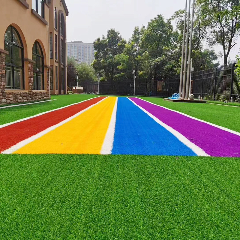 Colored Gazon artificiel artificial turf erba sintetica custom blue purple red yellow white black playground artificial grass