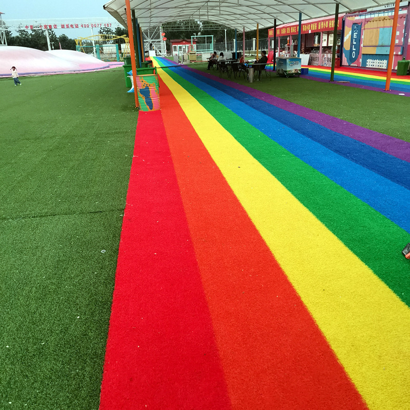 Colored Gazon artificiel artificial turf erba sintetica custom blue purple red yellow white black playground artificial grass