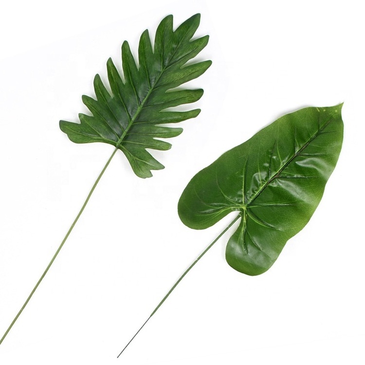 Faux Stems Tropical Plant Monstera Safari Leaves Artificial Palm Leaves for Decorations