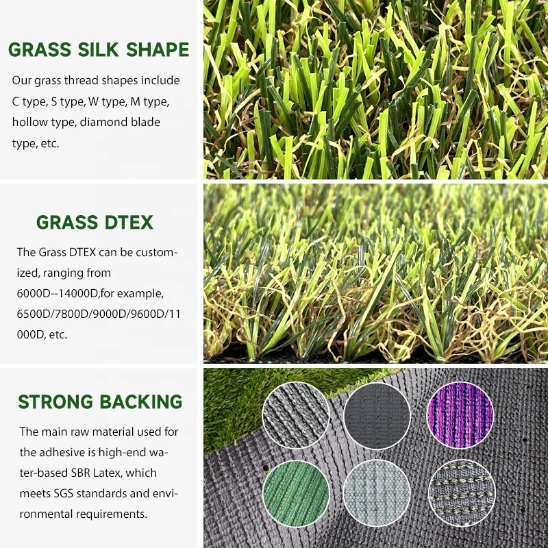 30mm Three Color Artificial Grass Turf Underlay Outdoor Landscaping Kindergarten Padel Court Artificial Grass