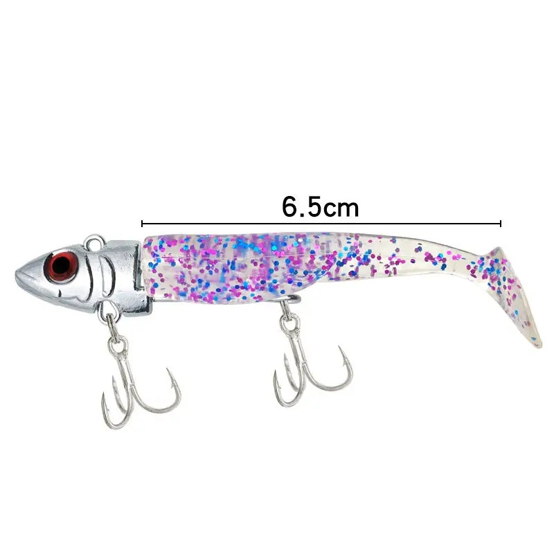 Manufacturers wholesale lead head soft fish glow-in-the-dark five color blood trough three hook fishing gear