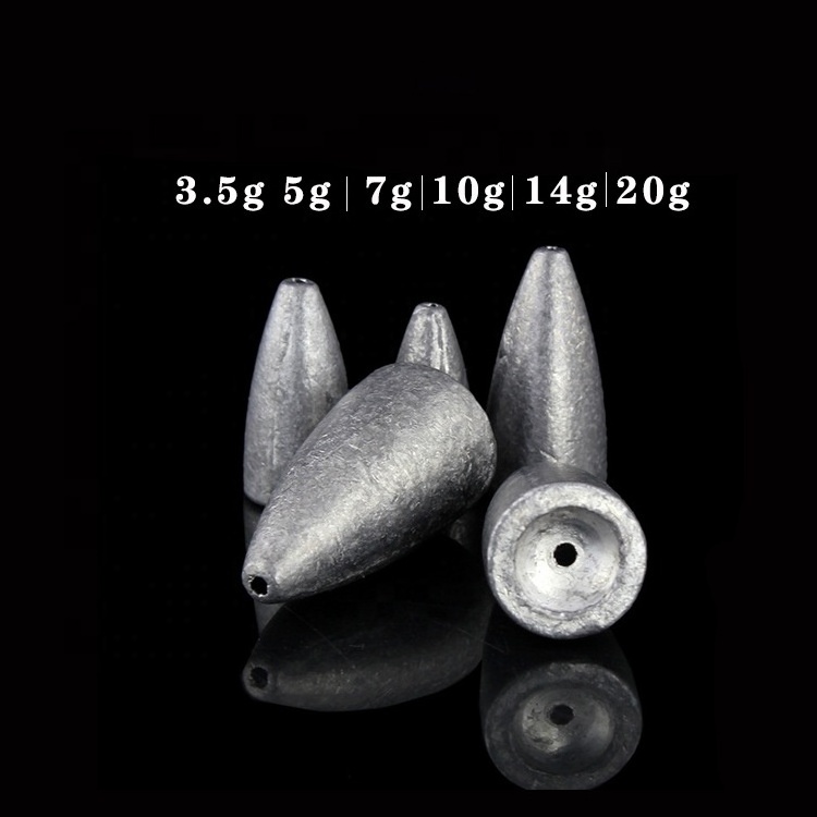 High quality Wholesale fishing sinker rod accessories lead bullet counter weight bullet lead sinker fishing sinker