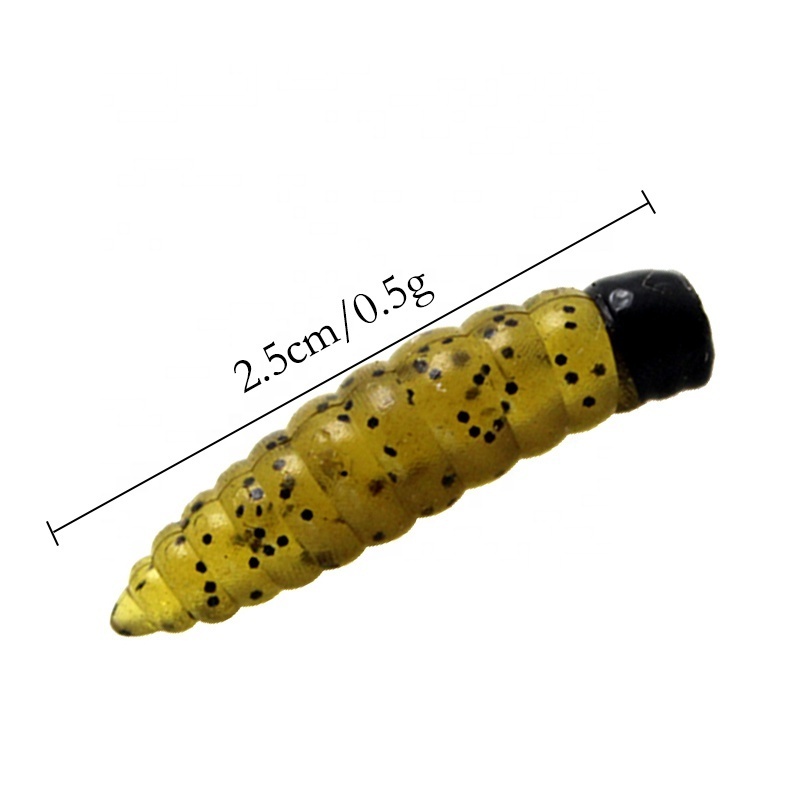 OEM and on stocks soft worm bait 2.5cm 0.5g maggot pupa bread worm soft bait bionic worm fishing lure soft bait