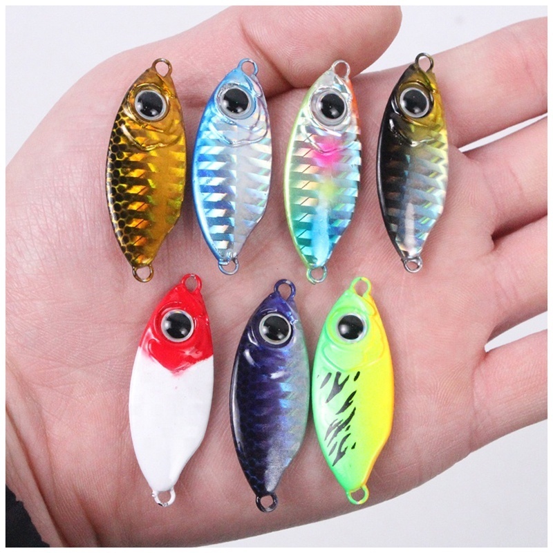 High quality Boat fishing small lead bait 10g 15g metal jig lure with blood feather treble hook