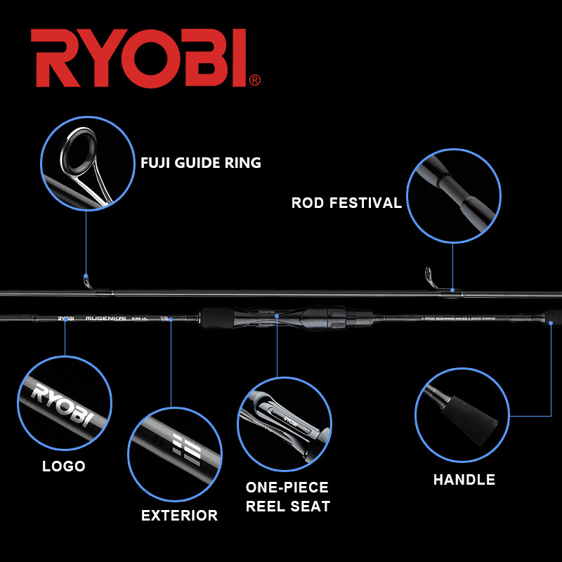 RYOBI MUGENKAI japan fishing rod 30T Carbon fishing rod and reel combo lightweight spinning fishing rod Fuji Guide for bass