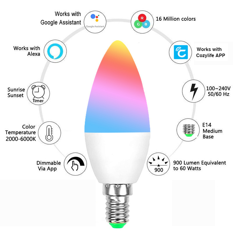 Doodle smart wifi Bluetooth bulb light colorful candle light Zigbee 3.0 smart bulb lamp cup