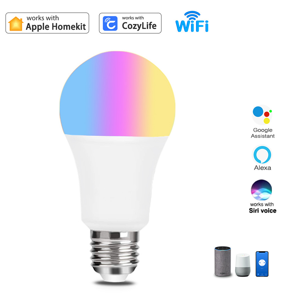 Alexa Smart Wifi Ball Bulb Voice Remote Control RGBWC Apple Homekit Directly Connected to Colorful Bubble Lamp LED PC Plastic 15