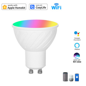 Homekit Smart Spotlights WIFI Remote APP Dimming and Color Mixing Support AC 90 Ceramic 5W for Alexa Speaker Control GU10 Bulbs