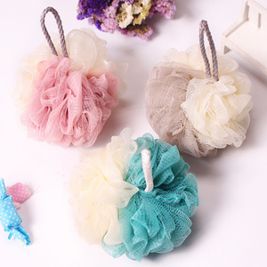 Assorted colors soft natural exfoliating bath shower ball sponge eco friendly body loofah mesh bath sponge ball