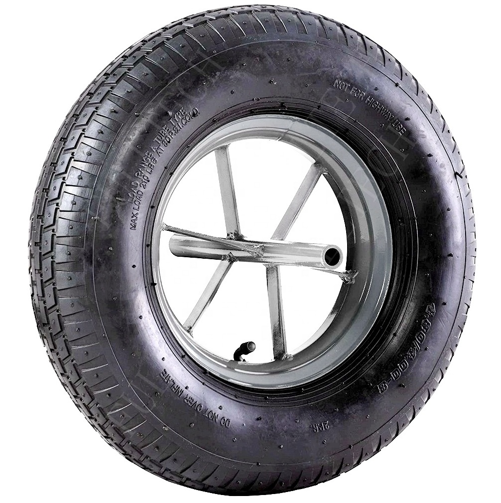 Spain Market Wheelbarrow Wheel 3.50X8 with 240X20 Solid Axle L for Wheelbarrow Pneumatic wheel rubber air inflated wheel