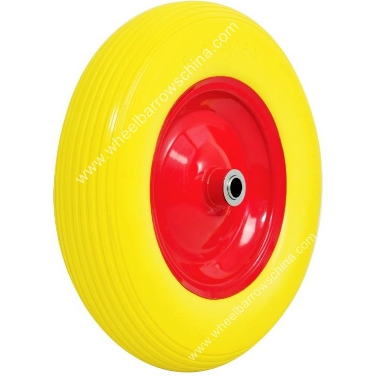 PU foam Puncture proof polyurethane foam wheel wheelbarrow flat free wheel 3.50-8 PU wheel 4.00-8 solid not flat tubeless tire