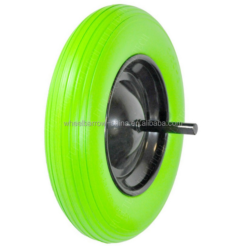 PU foam Puncture proof polyurethane foam wheel wheelbarrow flat free wheel 3.50-8 PU wheel 4.00-8 solid not flat tubeless tire