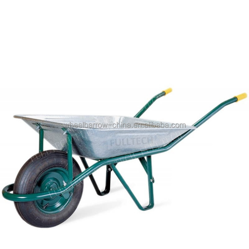 90L 85L Manual metal Wheelbarrow with galvanized Tray silver zinc Pneumatic Wheel  for spain wheelbarrow carretilla WB6401A