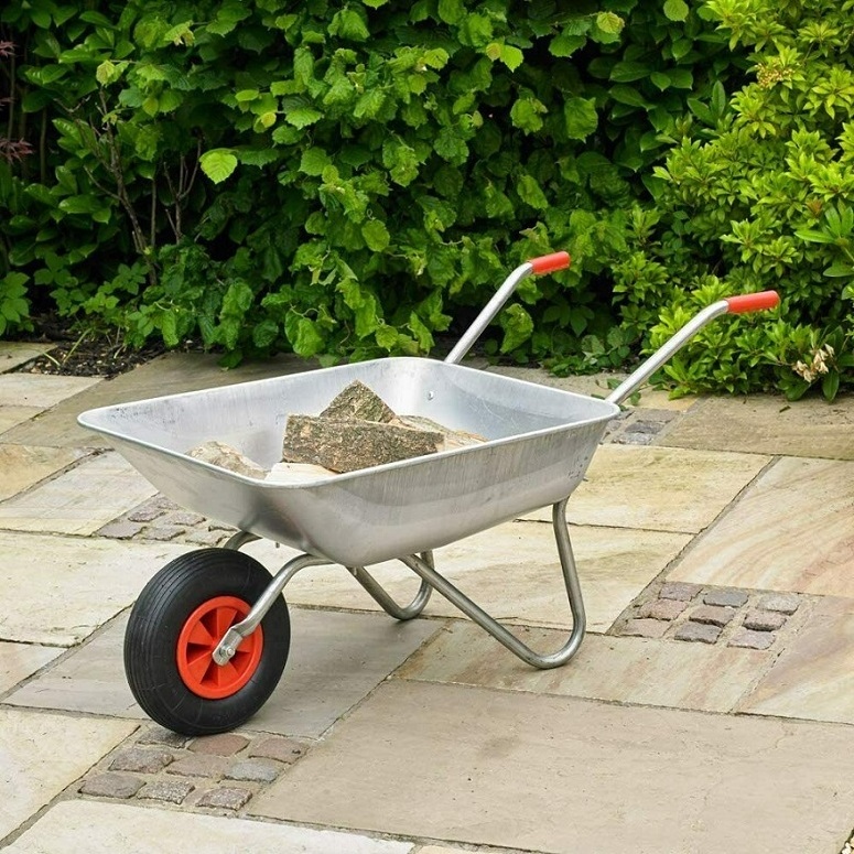 WB5204 Galvanized Wheelbarrow Garden Wheel Barrow Galvanised tub Pneumatic Tyre Professional DIY 65 Litre Metal europe garden