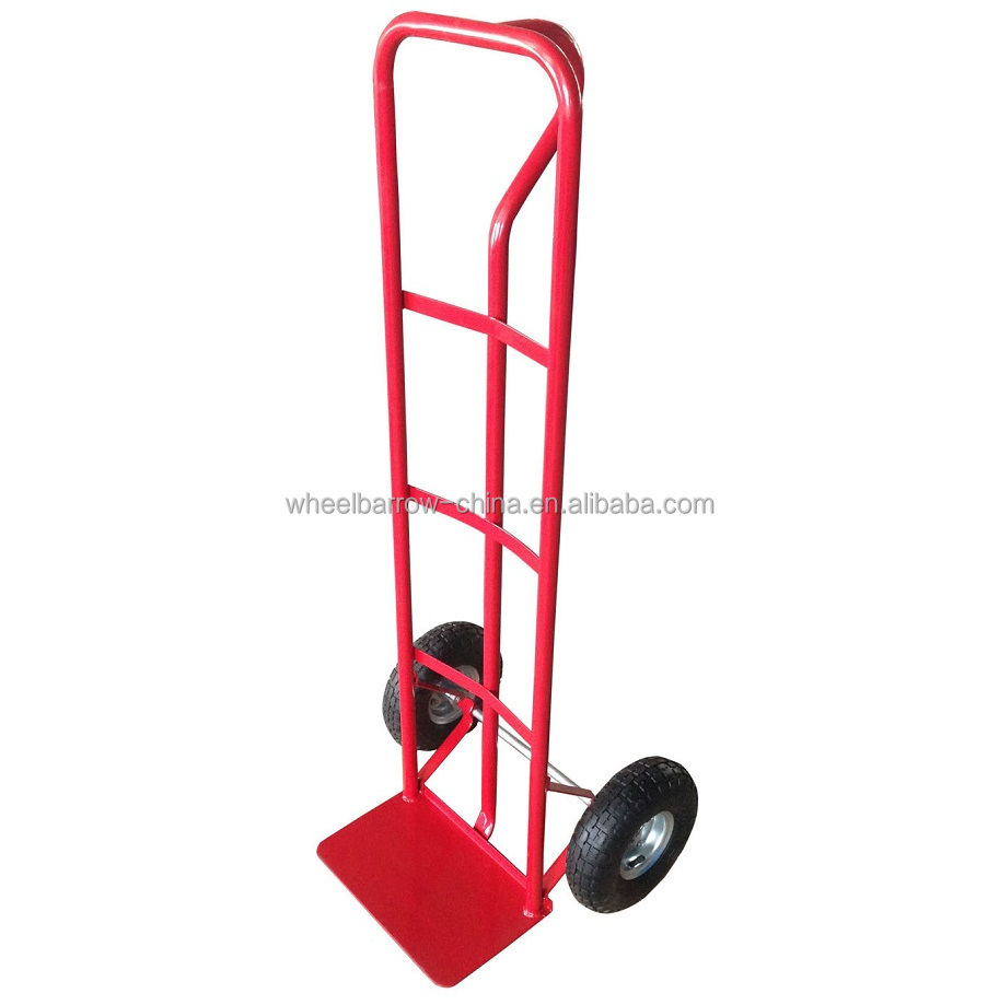 Steel construction High Back P-Handle Industrial Steel Sack Truck with Anti-puncture rubber tyres blue color flat free tires