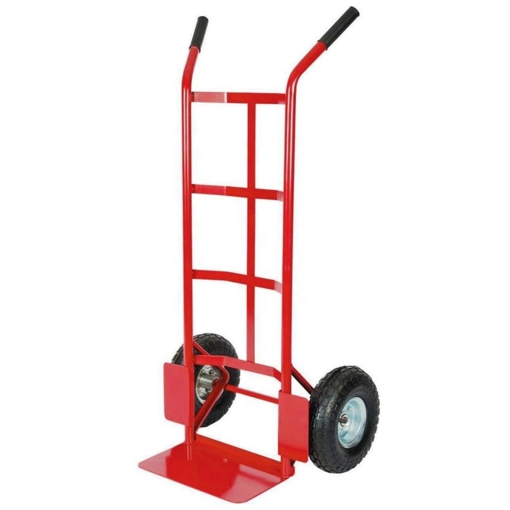 Steel construction High Back P-Handle Industrial Steel Sack Truck with Anti-puncture rubber tyres blue color flat free tires