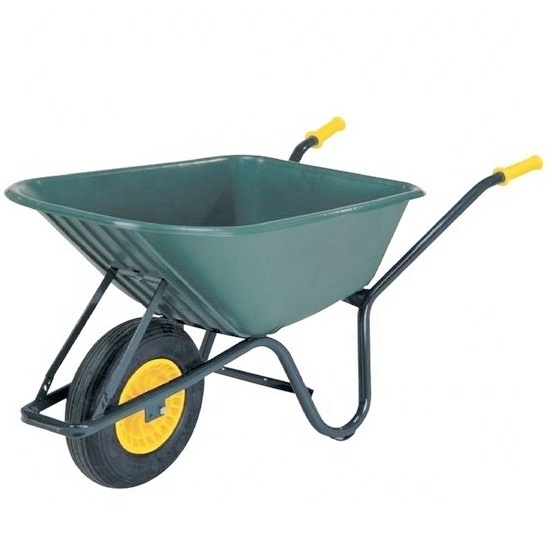 Polypropylene PP Wheelbarrow 100 L Galvanised Large Garden Disc Construction Wheelbarrow Plastic Tray Green Lightweight