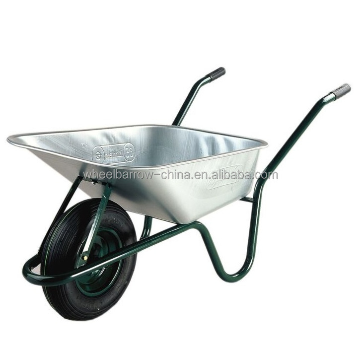 Polypropylene PP Wheelbarrow 100 L Galvanised Large Garden Disc Construction Wheelbarrow Plastic Tray Green Lightweight