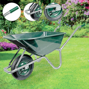 Polypropylene PP Wheelbarrow 100 L Galvanised Large Garden Disc Construction Wheelbarrow Plastic Tray Green Lightweight