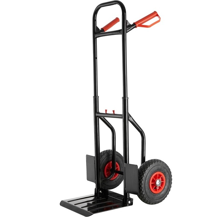 Folding Sack Truck 200kg Load Capacity Air-Filled Tyres Lightweight Steel Frame XL Shovel Safety Handles Cargo Trolley Sackkarre