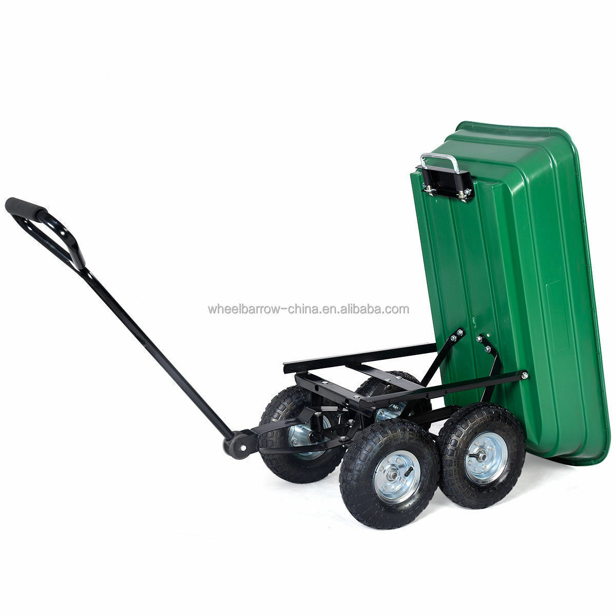 Garden Cart Utility Yard Dump Cart Wagon Carrier Wheelbarrow 4 Air Tires with Poly Pulling Wagon 10