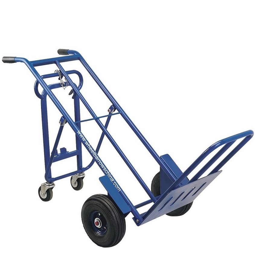 3 Way Multi-purpose sack truck platform truck trolley 300kg with fixed & folding toe plate pneumatic tyred wheels & castors