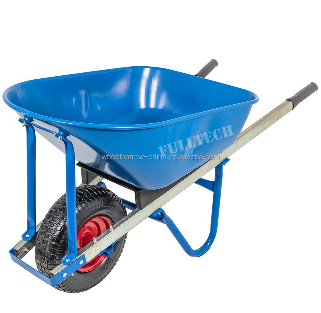 Heavy duty 100L Extra Heavy Duty Builders Wheelbarrow 200KG with heavy duty Wide Pump Up Tyre Wheel 6.50-8