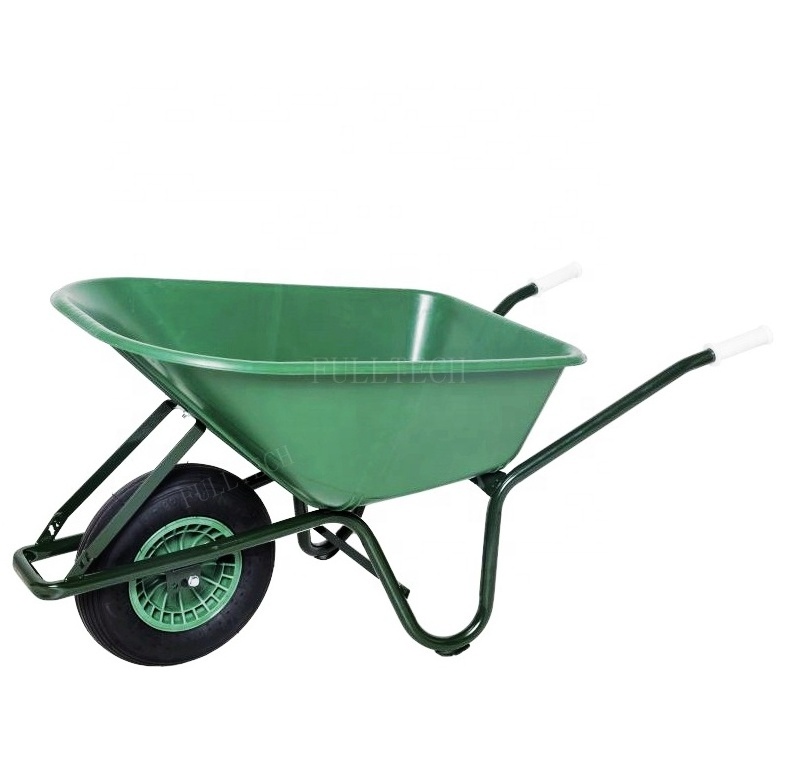 wheelbarrow 6 cu.ft Poly tray Bucket with PU Flat Free tire Knobby Tread never puncture rolled rim dump in Landscaping Altrad