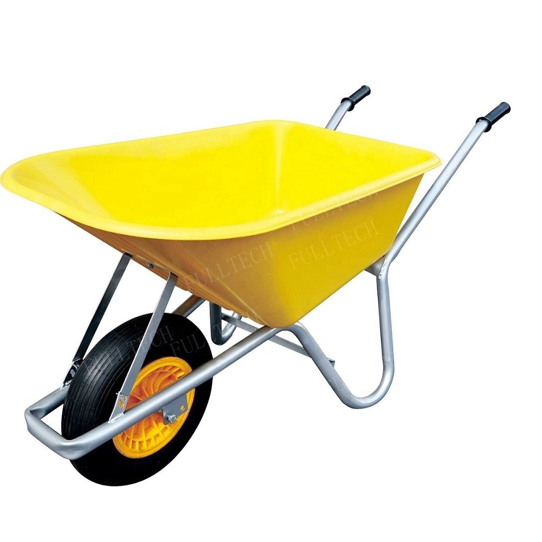 wheelbarrow 6 cu.ft Poly tray Bucket with PU Flat Free tire Knobby Tread never puncture rolled rim dump in Landscaping Altrad