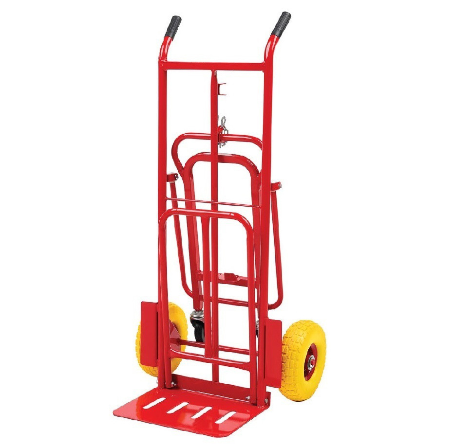 3 Way Multi-purpose sack truck platform truck trolley 300kg with fixed & folding toe plate pneumatic tyred wheels & castors