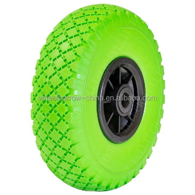 flat free PU foam tyre wheel Puncture Proof Solid No Flat Tire Replacement wheelbarrow Wheel 10 Inch 4.10 3.50-4 3.00-4